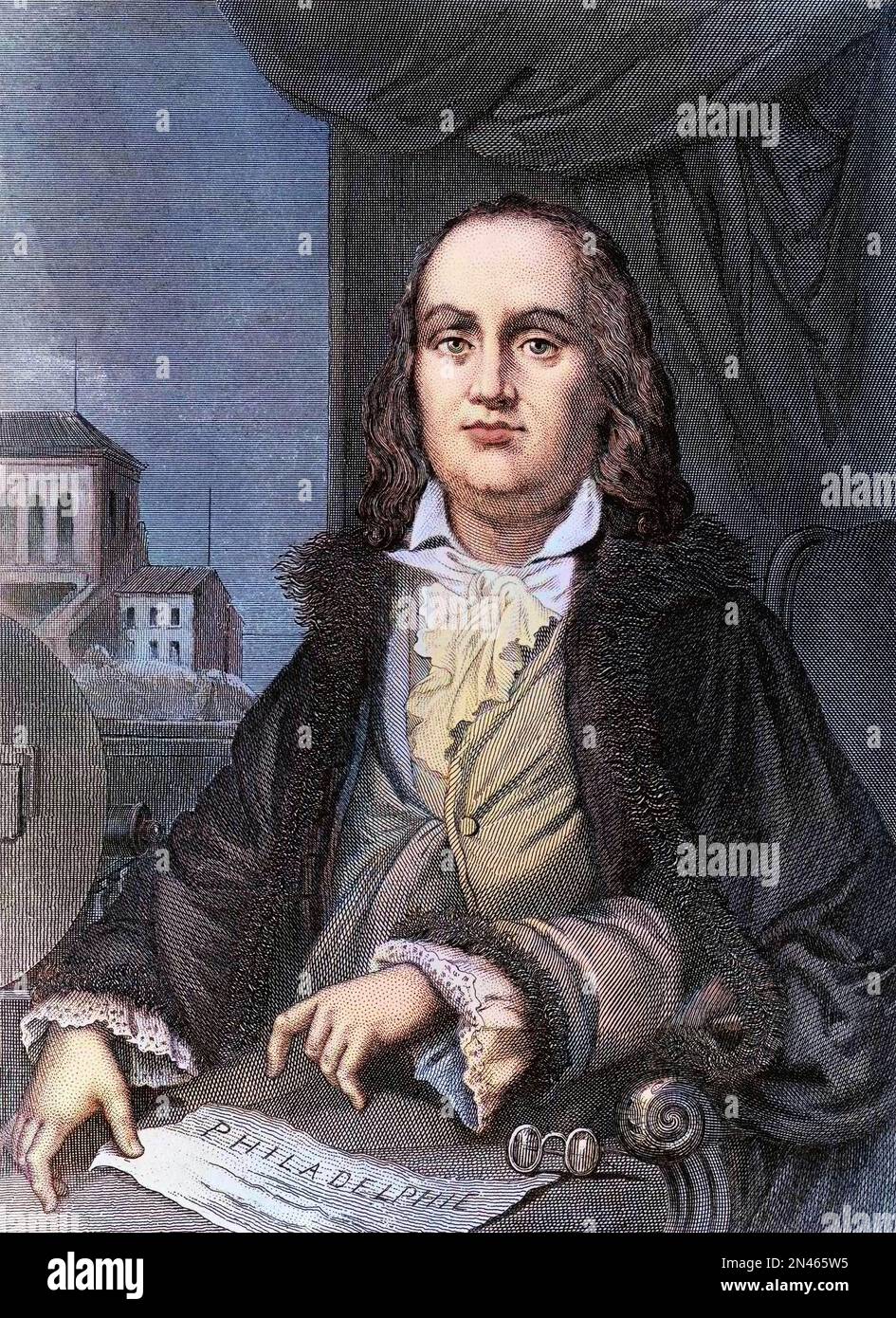 Das Porträt von Benjamin Franklin (1706-1790), amerikanischem Wissenschaftler und Politiker Stockfoto