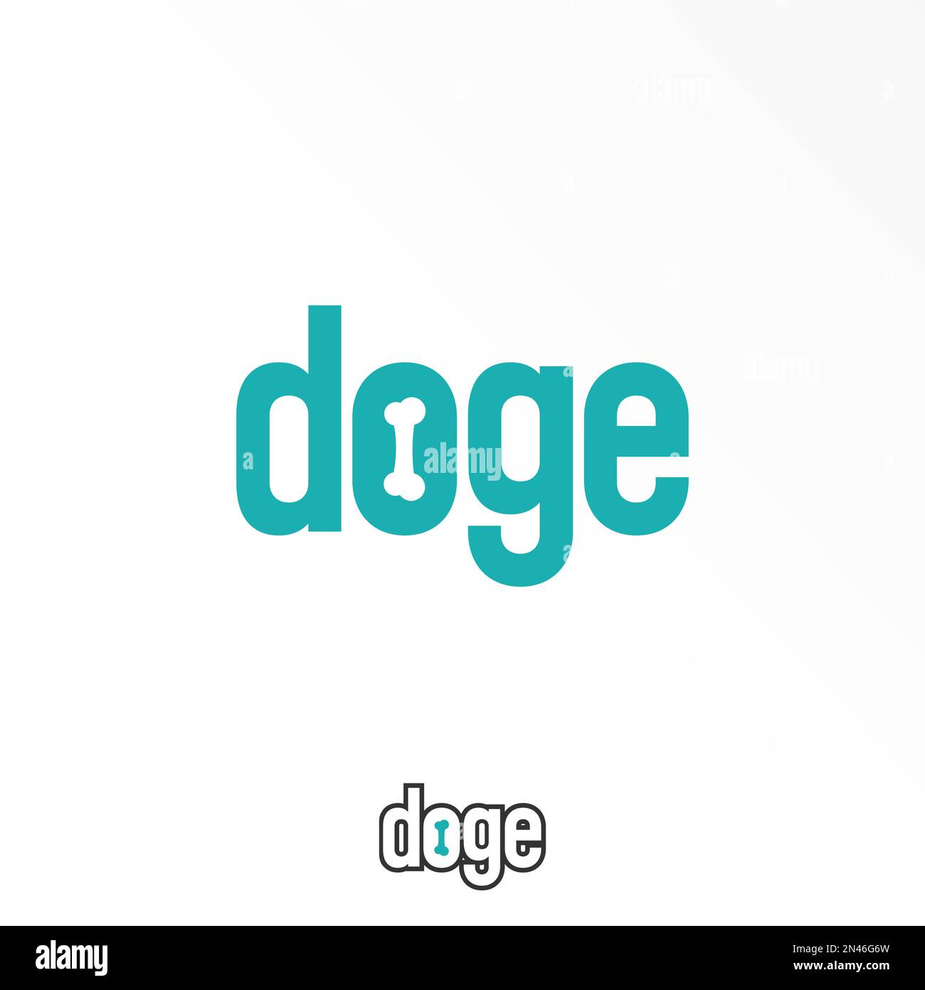 Buchstabe oder Wort DOGE ohne serifenfarbene Schrift mit Grafiksymbol für Knochen Logo Design abstraktes Konzept Vektormaterial. Wird als Symbol für Hund oder Initialen verwendet Stock Vektor