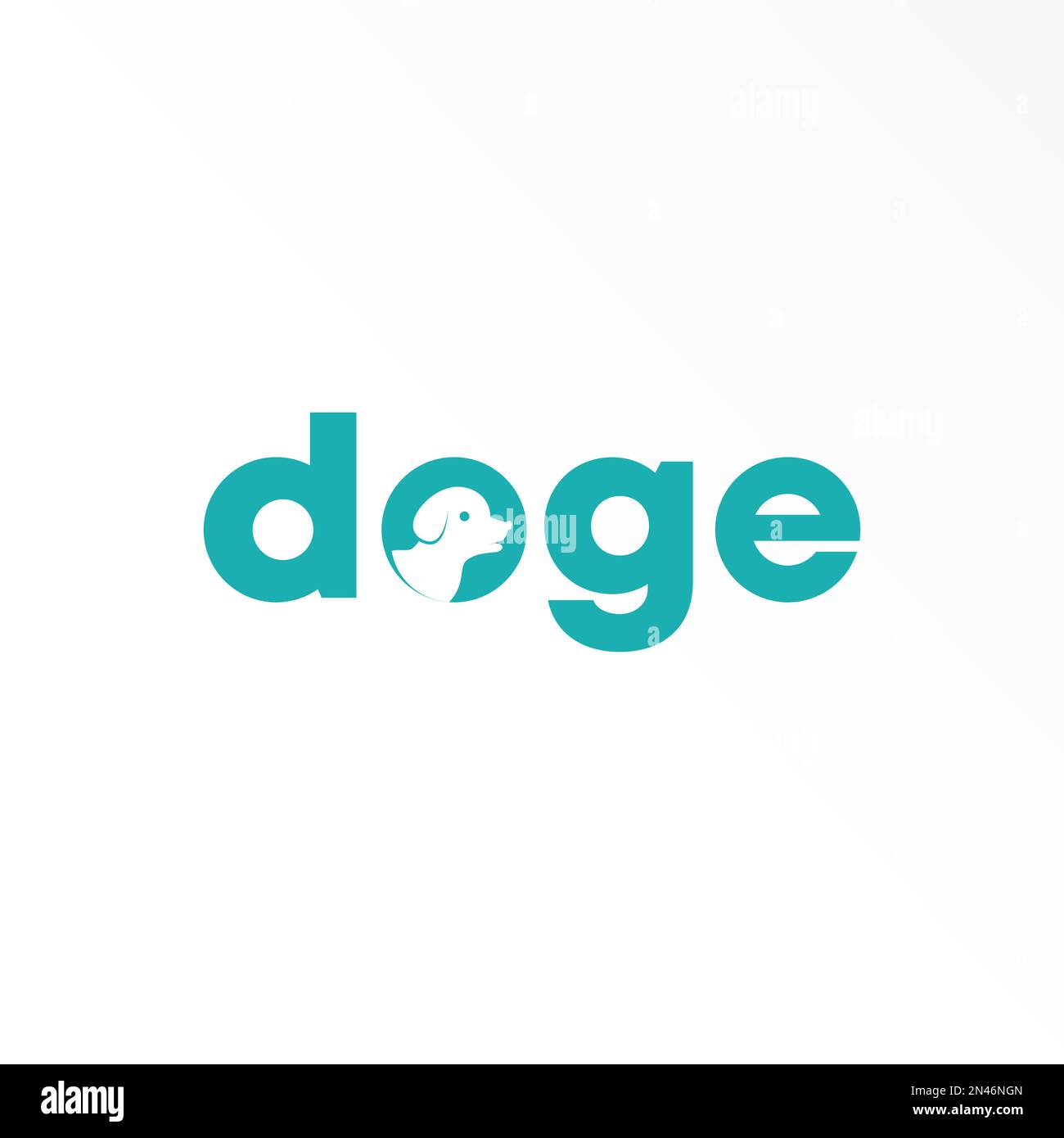 Buchstabe oder Wort DOGE ohne serifenfarbene Schrift mit Kopf Hund Bild Grafiksymbol Logo Design abstraktes Konzept Vektormaterial. Kann als Symbol für Haustiere verwendet werden Stock Vektor