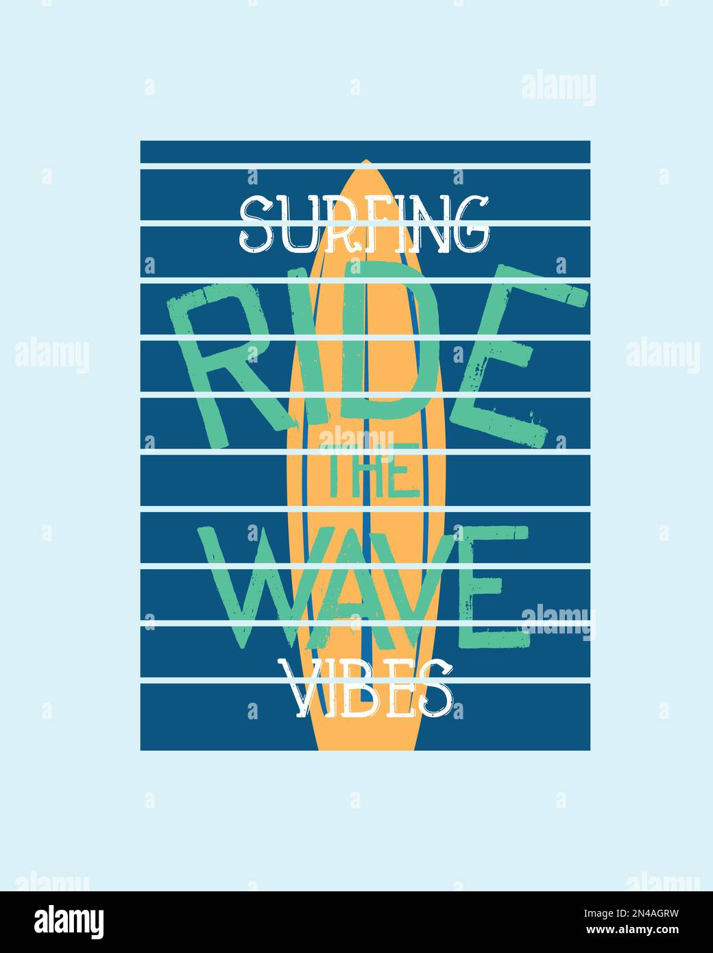 Surfing Vibes Ride the Wave Typography Surf Design Poster Grafikdesigns für Aufkleber, Banner, T-Shirt Druck Vektor Stock Vektor