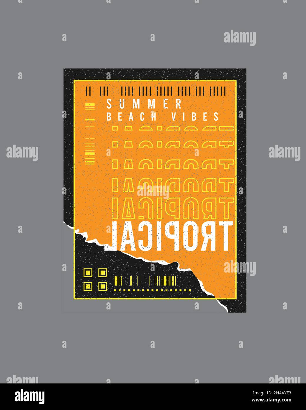 Tom Poster Summer Beach Vibes Tropical Typography Retro Grunge Graphic T-Shirt Stock Vektor