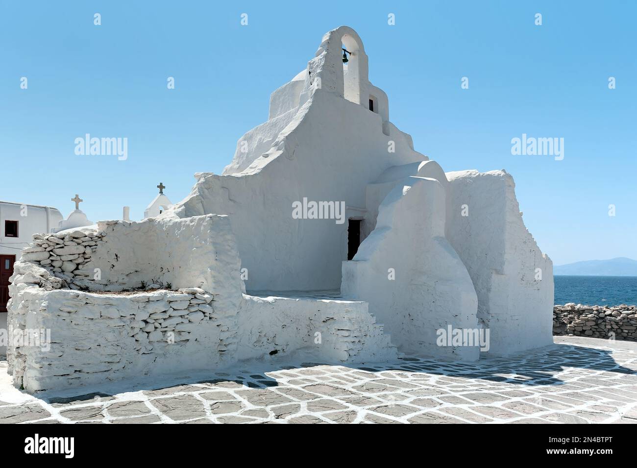 Alte Kirche der Panagia Paraportiani auf der Insel Mykonos in Griechenland Stockfoto