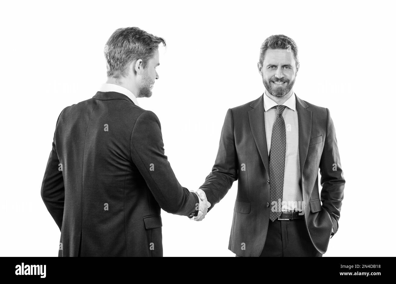 Freut mich, Sie kennenzulernen. Kooperation und Partnerschaft. Handschlag von Kollegen. Erfolgreiche Verhandlungen. Stockfoto