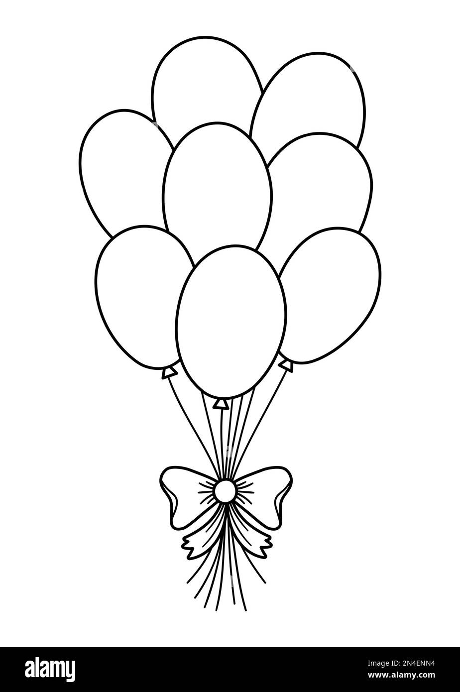 Vektorsüße schwarz-weiße Ballons mit Schleife. Lustiges Geburtstagsgeschenk für Karte, Poster, Print-Design. Kurzdarstellung der Feiertage für Kinder. Stock Vektor