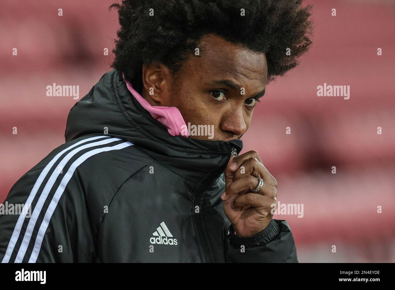 Willian #20 von Fulham während des Emirates FA Cup, viertes Wiederholungsspiel Sunderland gegen Fulham im Stadium of Light, Sunderland, Großbritannien, 8. Februar 2023 (Foto: Mark Cosgrove/News Images) Stockfoto