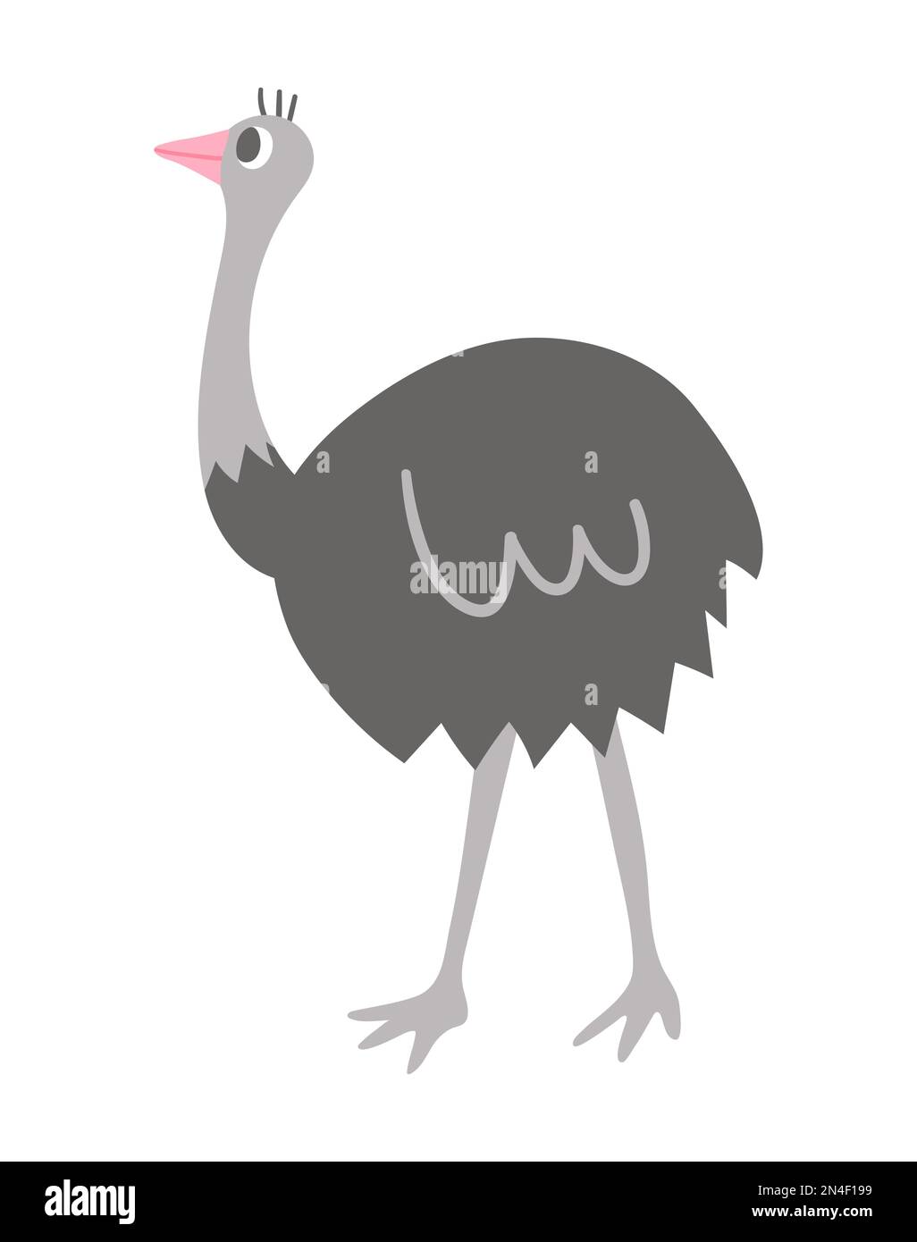 Vektor Straußsymbol isoliert auf weißem Hintergrund. Süße afrikanische Vogel-Illustration für Kinder Stock Vektor