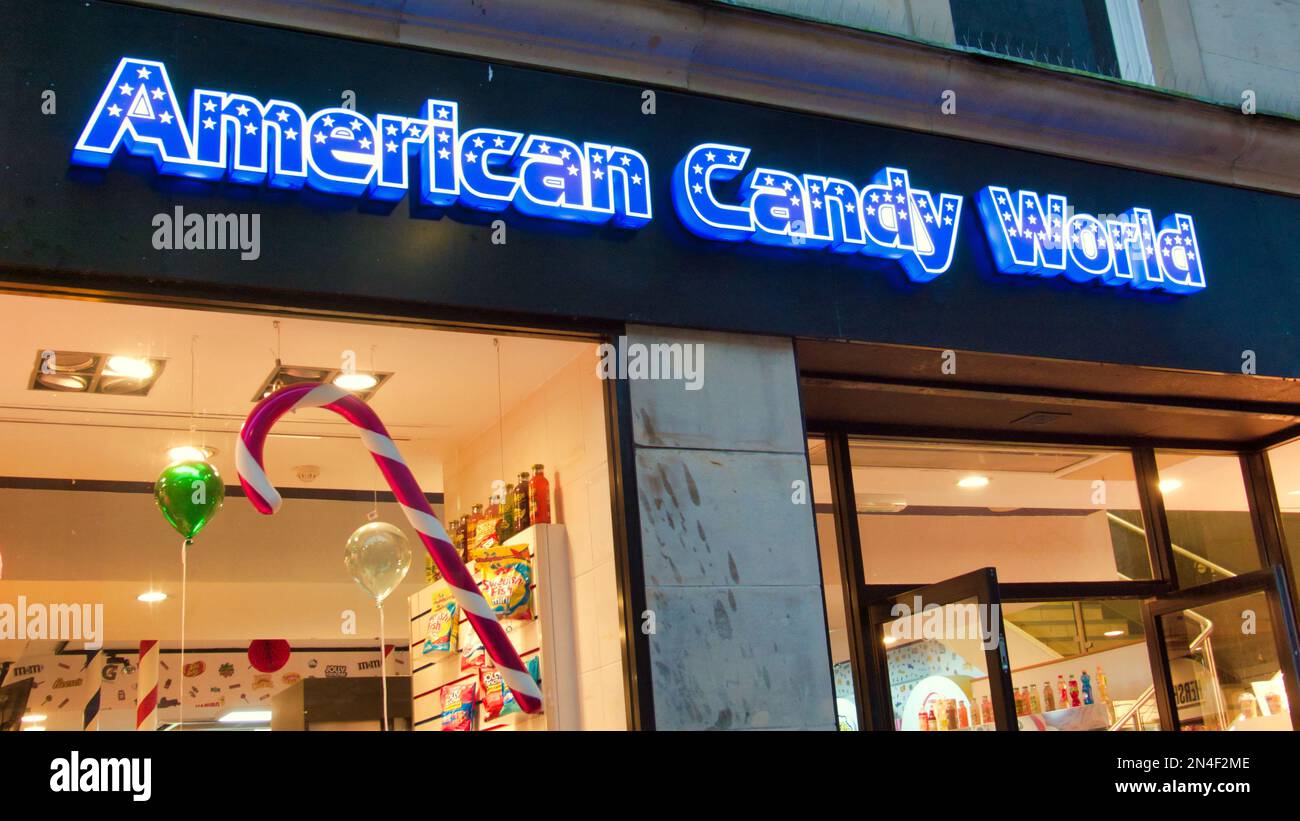 Shopfront American Candy World 11 Sauchiehall St, Glasgow G2 3AT Stockfoto
