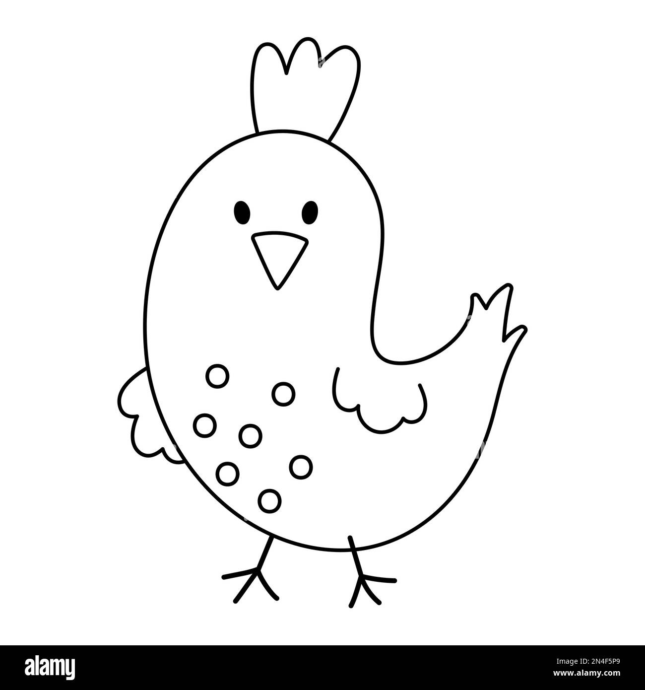 Vektorsymbol für schwarz-weißen Vogel isoliert auf weißem Hintergrund. Umriss des traditionellen Federsymbols und Designelements. Süßes Tier mit Tuft Illustratio Stock Vektor