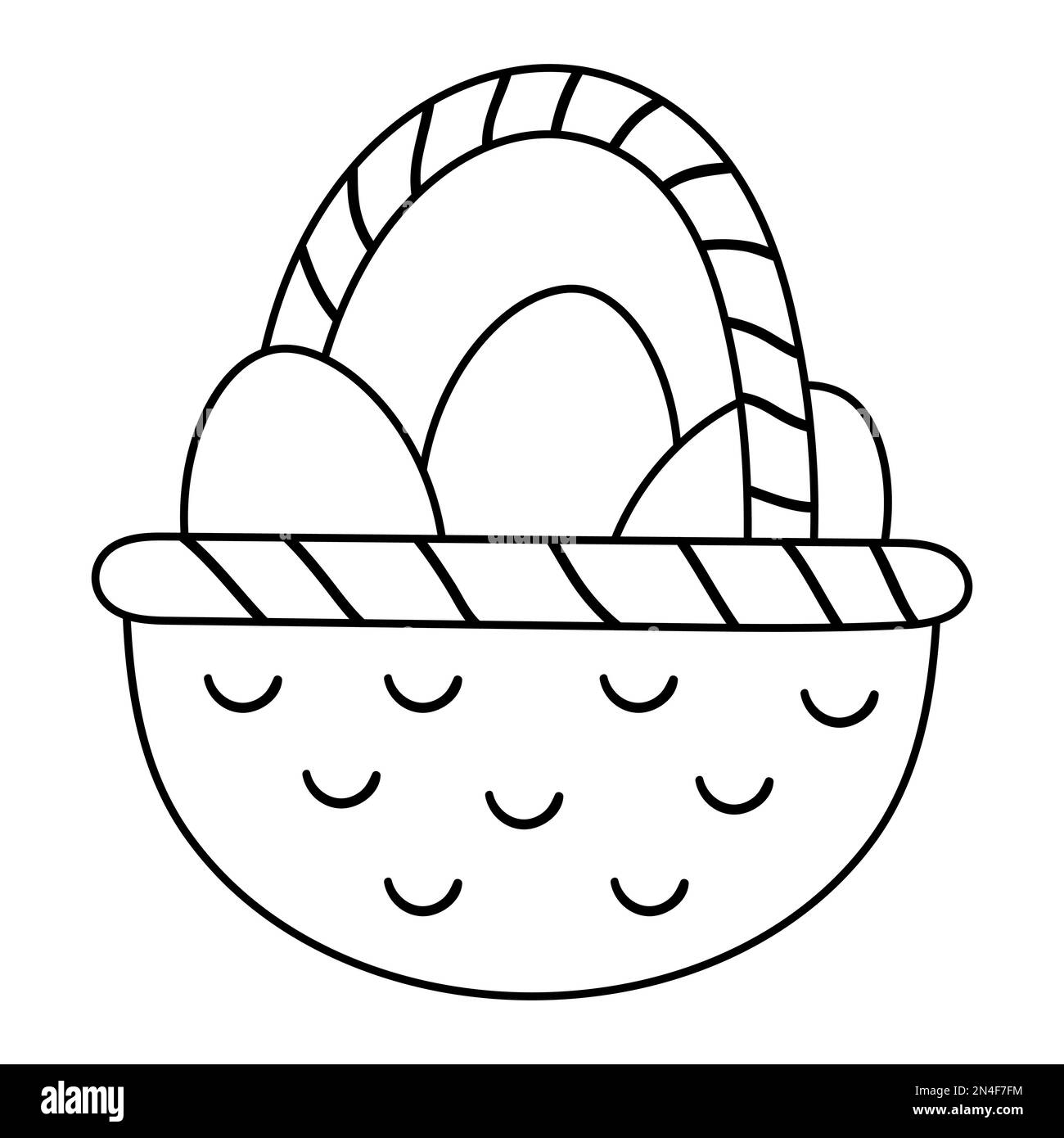 Schwarz-weißer Vektorkorb mit Eiersymbol. Osterumriss traditionelles Symbol und Designelement isoliert auf weißem Hintergrund. Süße Frühlingsillustrierung Stock Vektor