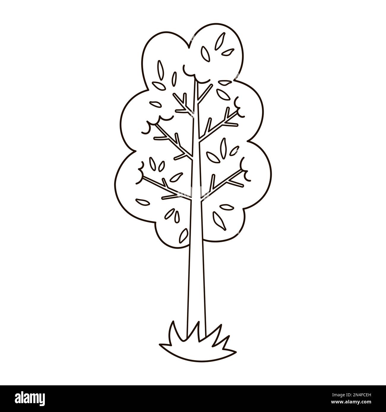 Vector schwarz-weiß Garten oder Waldbaum. Darstellung des Frühjahrswaldes oder der landwirtschaftlichen Pflanze. Symbol für natürliche Sträucher Stock Vektor