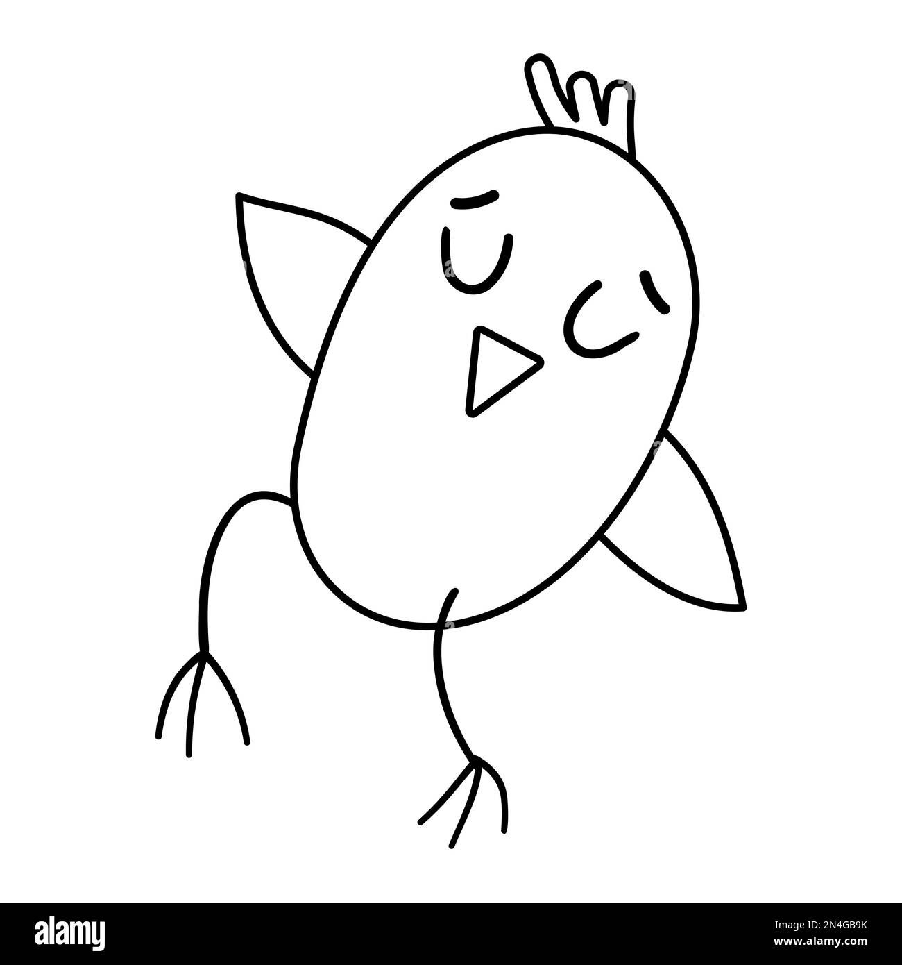 Vector schwarz-weiße Fußspitze oder tanzender orangefarbener Vogel. Lustiges Symbol für Waldtiere. Süße Walddarstellung für Kinder, die isoliert sind Stock Vektor