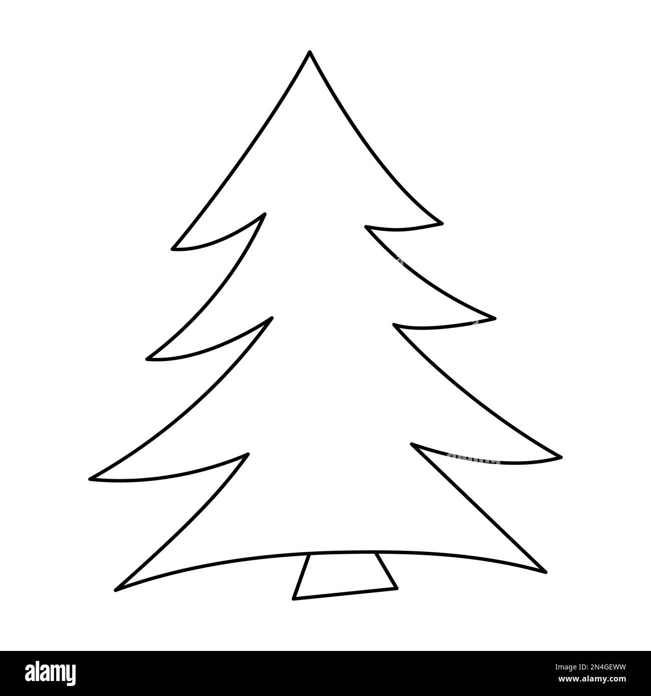 Vektor schwarz-weiß Tannenbaum. Gliederungsdarstellung für Wälder oder immergrüne Pflanzen. Weihnachtsbaumschmuck-Ikone. Stock Vektor