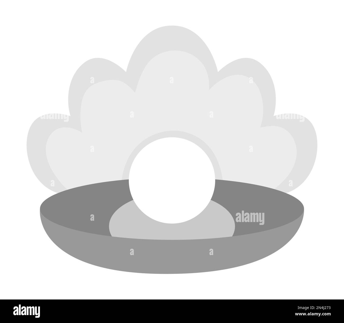 Vektorperle in Schale isoliert auf weißem Hintergrund. Ein wunderschönes Symbol für Meeresschmuck. Edelstein-Illustration Stock Vektor