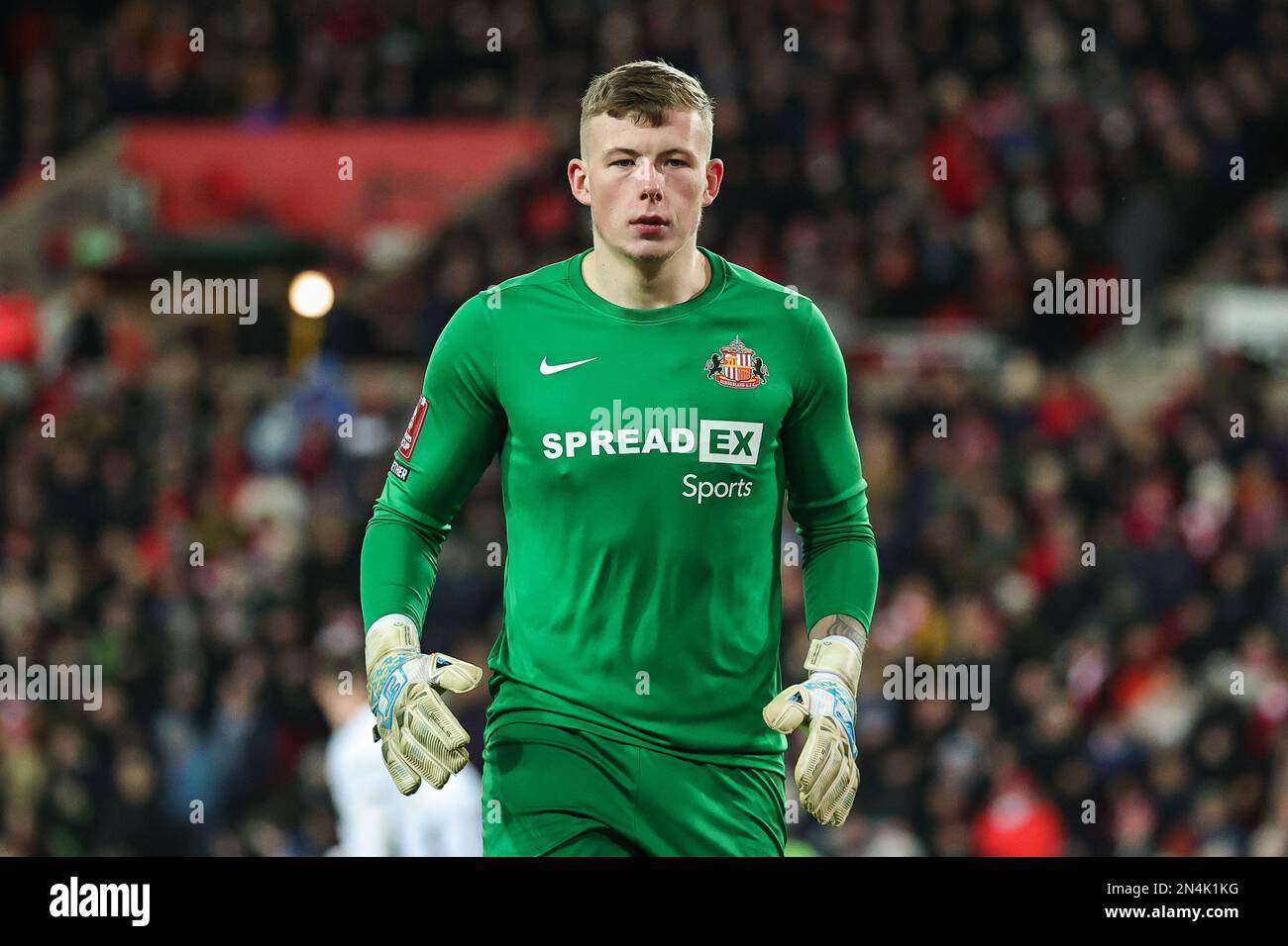 Anthony Patterson #1 von Sunderland während des Emirates FA Cup, viertes Wiederholungsspiel Sunderland gegen Fulham im Stadium of Light, Sunderland, Großbritannien, 8. Februar 2023 (Foto von Mark Cosgrove/News Images) in, am 2./8. Februar 2023. (Foto: Mark Cosgrove/News Images/Sipa USA) Guthaben: SIPA USA/Alamy Live News Stockfoto