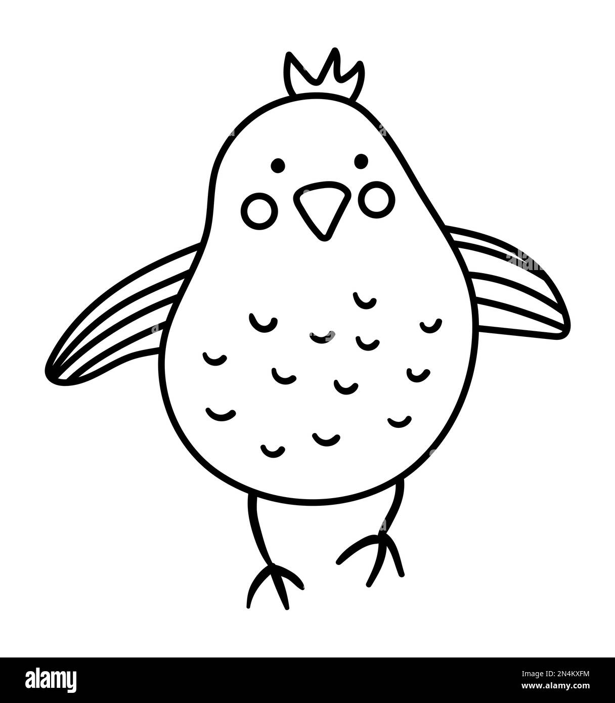 Vector schwarz-weiße Küken-Illustration. Ausmalseite für Frühling, Ostern oder Hof. Niedliche Vogelscheuchen-Ikone Stock Vektor