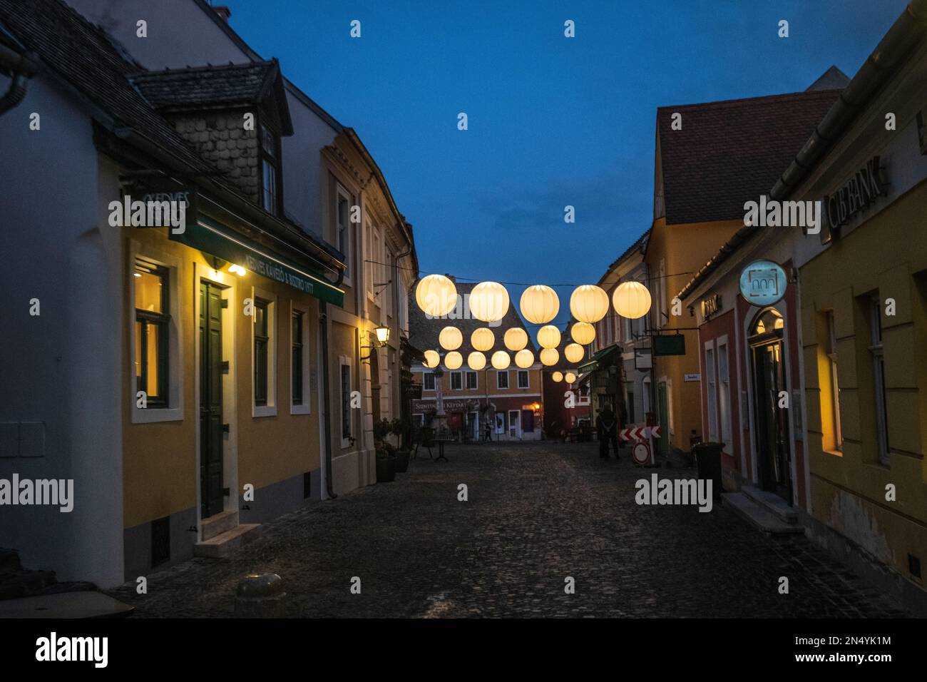 Szentendre Altstadt bei Nacht. Ungarn Stockfoto