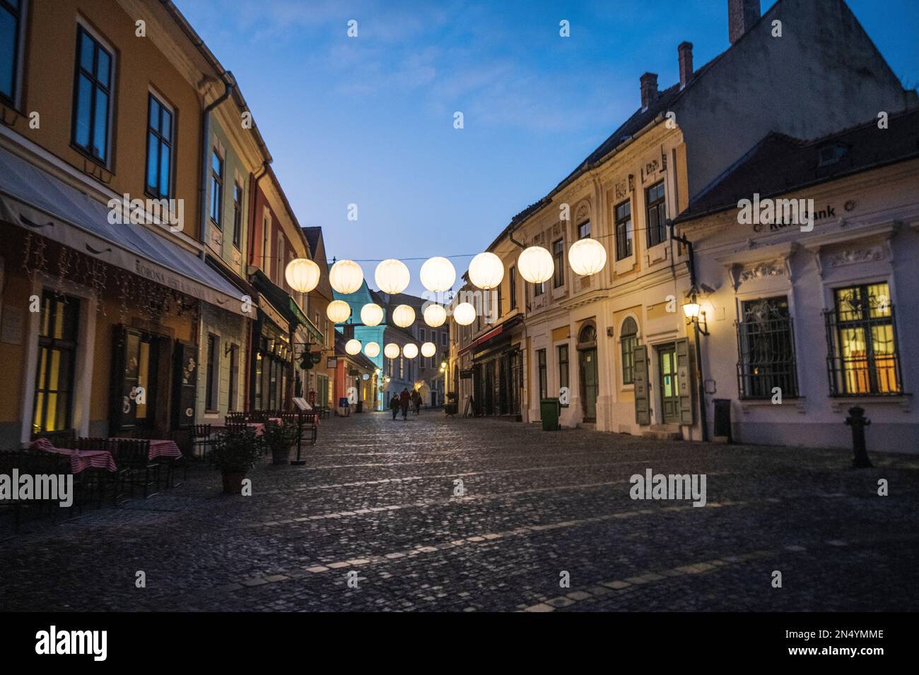 Szentendre Altstadt bei Nacht. Ungarn Stockfoto