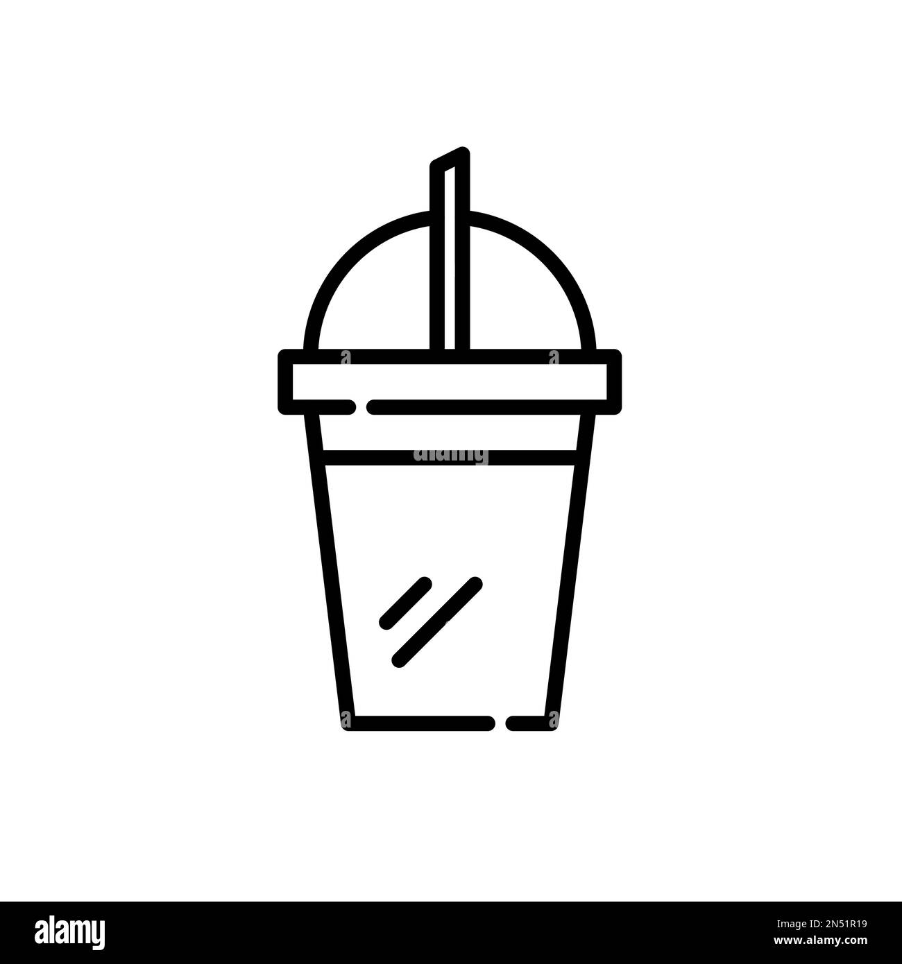 Einwegbecher für kaltes Getränk mit Stroh. Pixelgenaue, bearbeitbare Kontur Stock Vektor