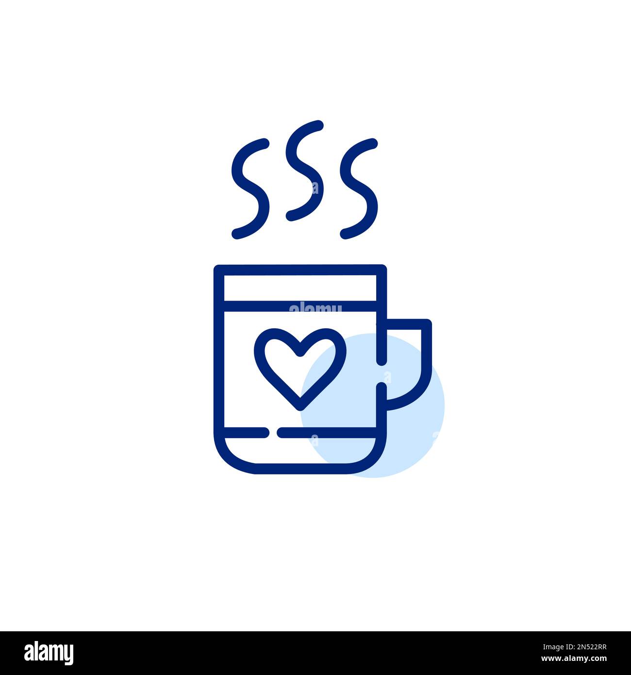 Kaffeetasse mit Dampf. Pixelgenaue, bearbeitbare Konturlinie Stock Vektor