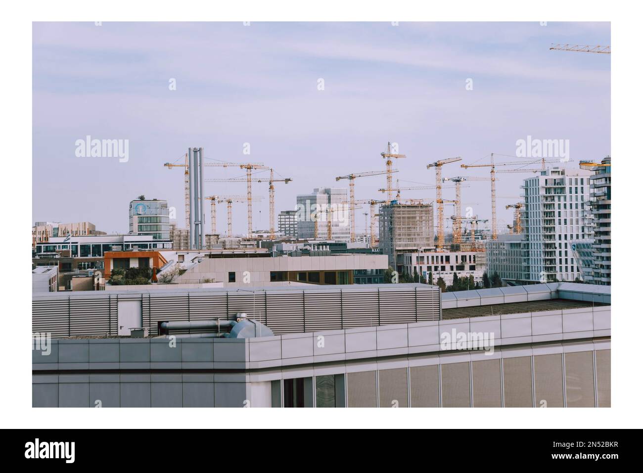 Ein Blick aus der Vogelperspektive auf die Hamburger Baustelle Stockfoto