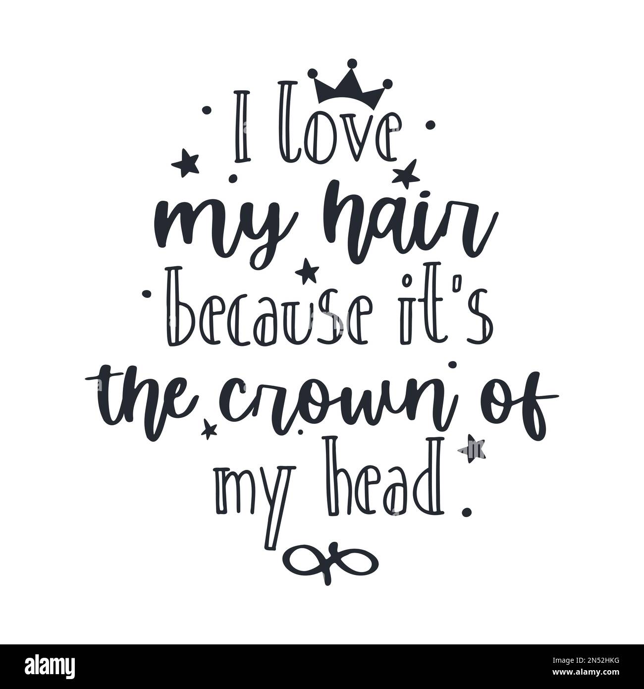 Unordentliches Haar ist die Krone meines Kopfes, Vektorziffern. Stock Vektor