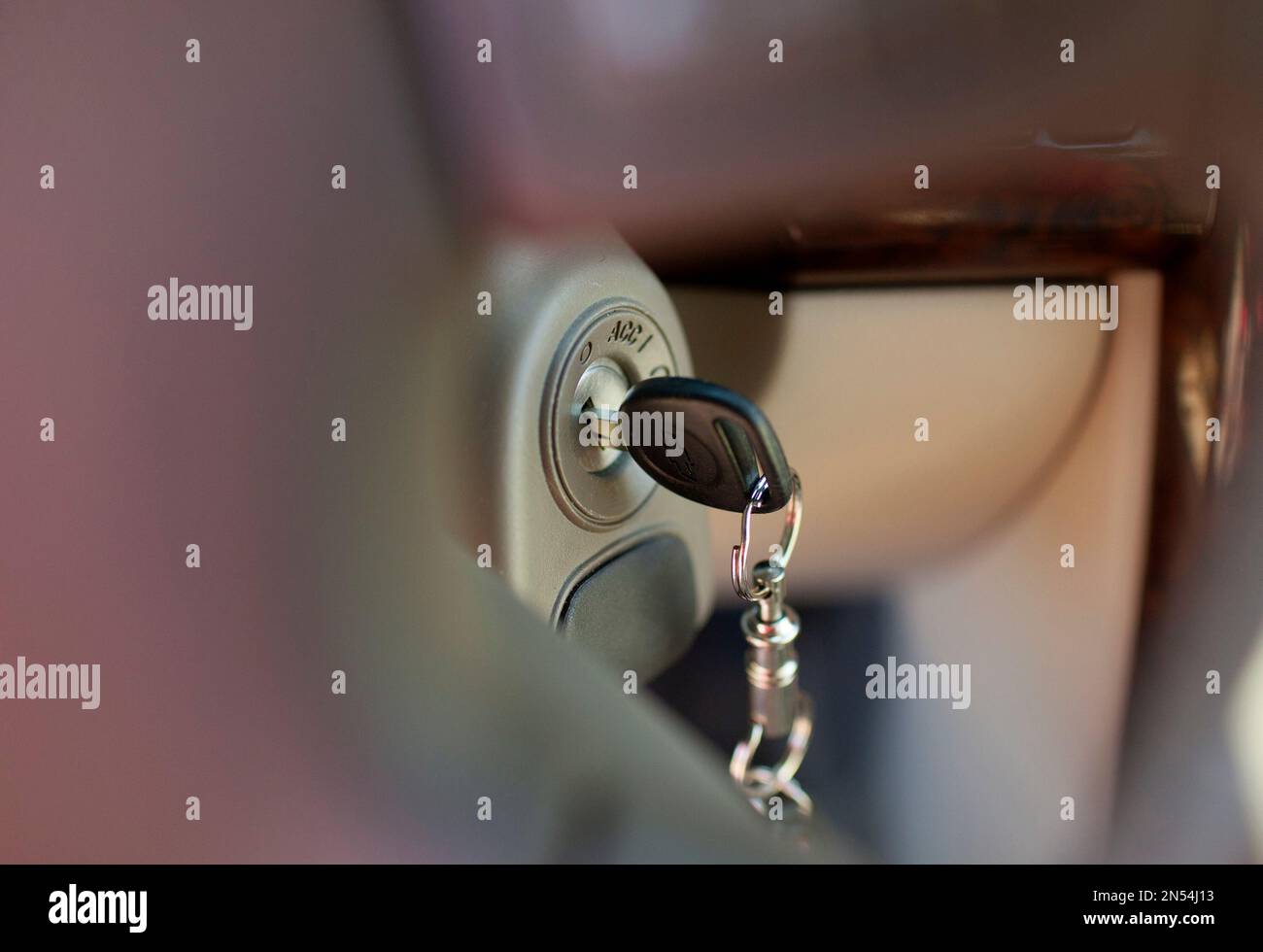 The ignition switch of a 2005 Chevrolet Cobalt is photographed in