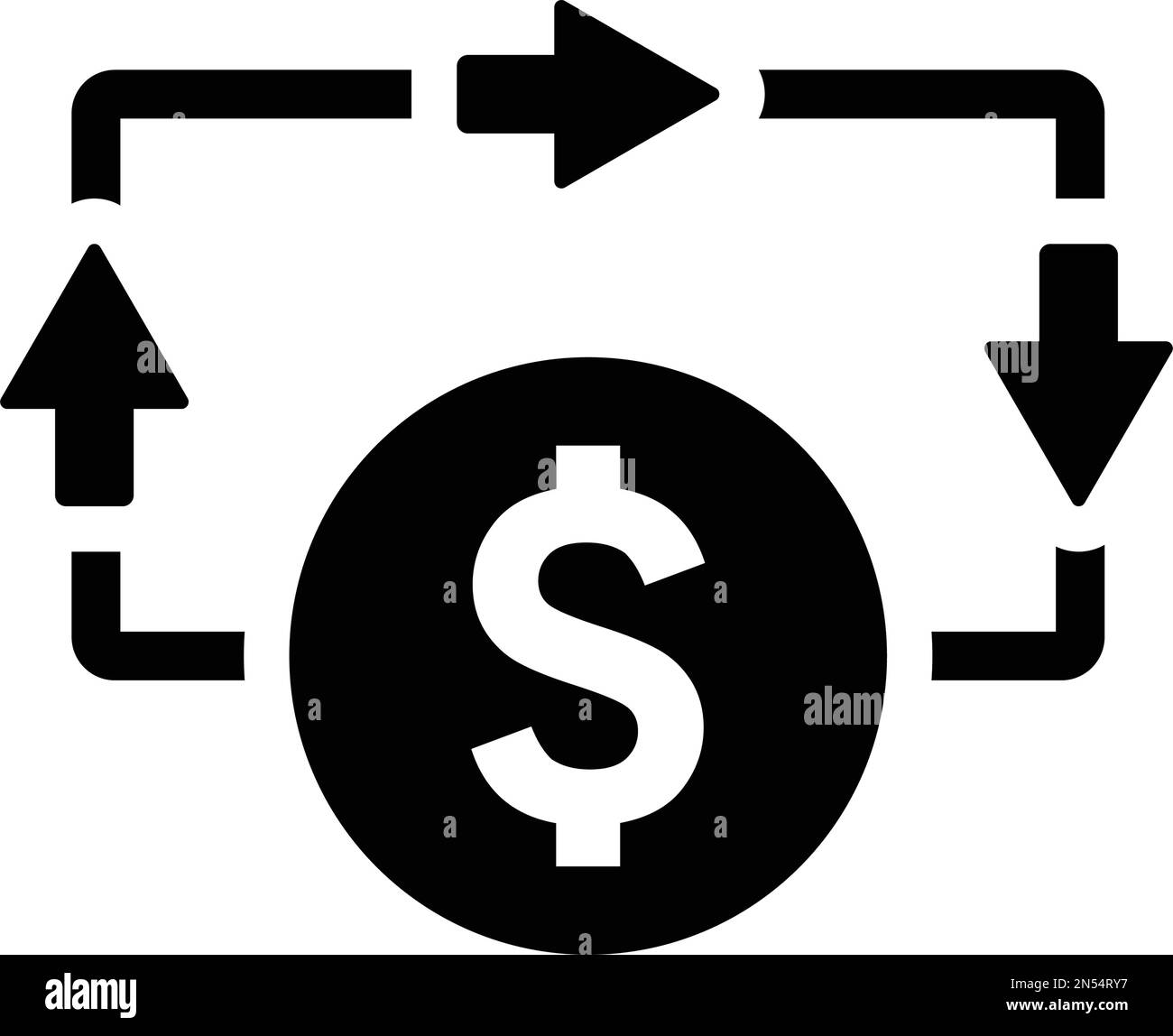 Das Symbol für Fluss, Geld, Bargeld ist auf weißem Hintergrund isoliert. Verwendung für Grafik- und Webdesign oder kommerzielle Zwecke. Vektor-EPS-Datei. Stock Vektor