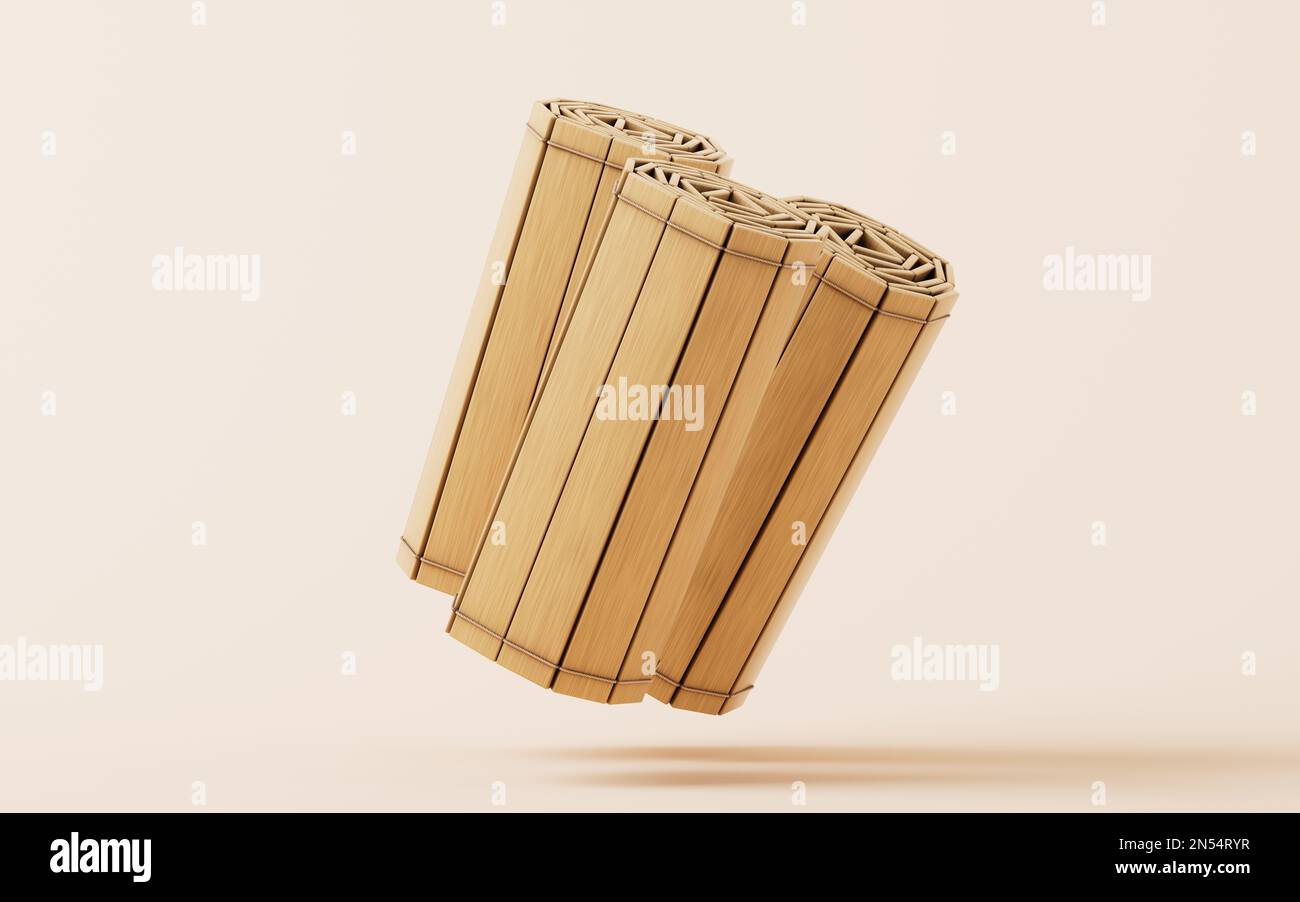 Retro-chinesischer Bambusschlüpfer, 3D-Rendering. Digitale Zeichnung. Stockfoto
