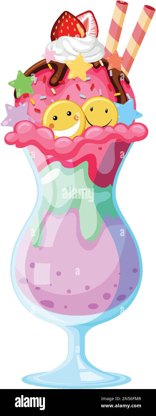 Eisbecher, serviert in einer Glasillustration Stock Vektor
