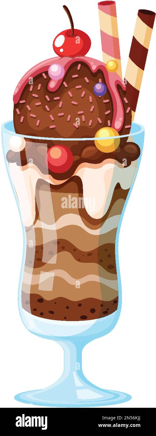 Eisbecher, serviert in einer Glasillustration Stock Vektor