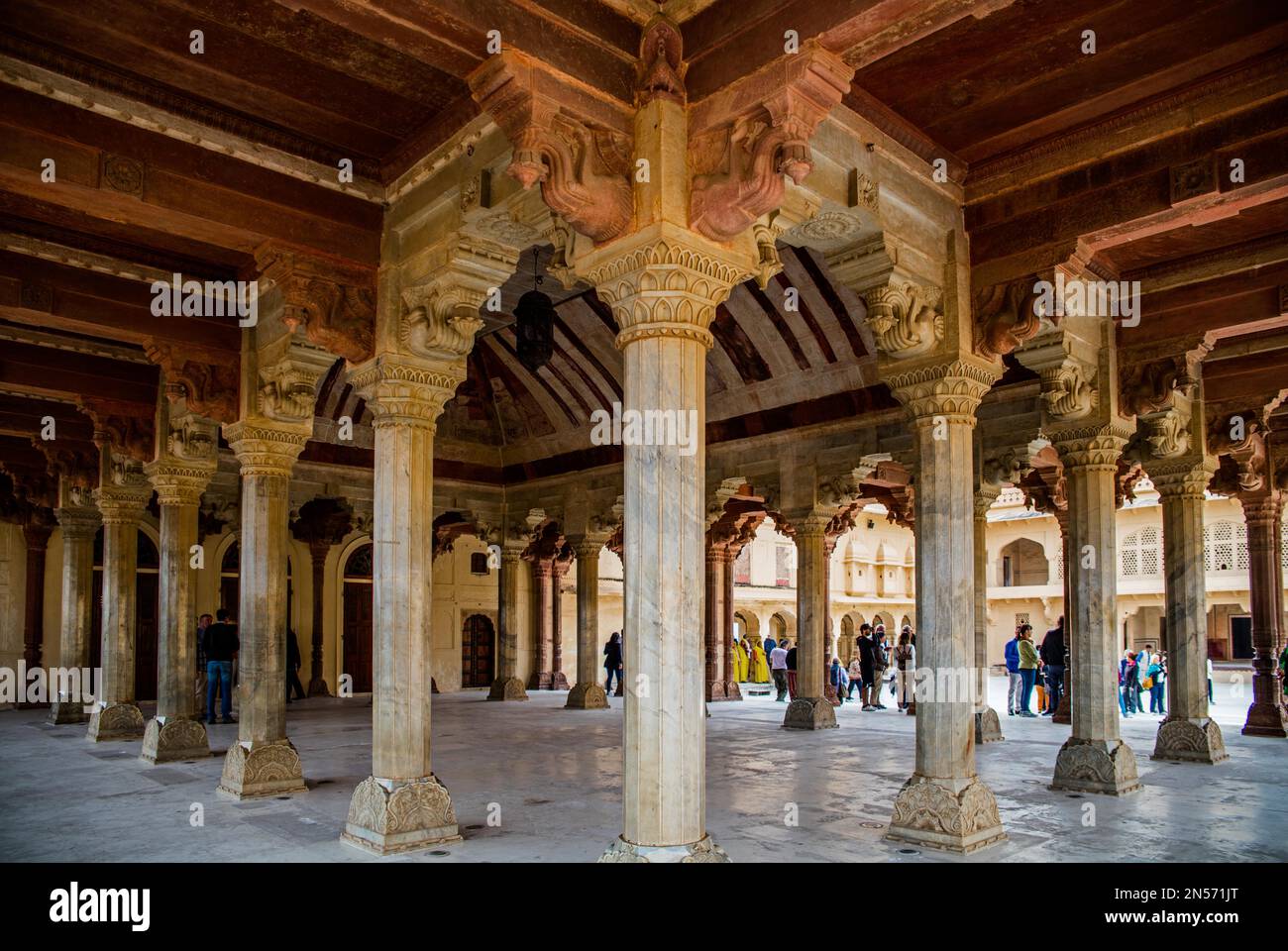 Public Audience Hall, Fort Amber, Amber, Rajasthan, Indien Stockfoto