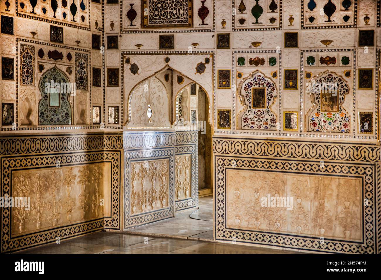 Mirror Palace Sheesh Mahal, Fort Amber, Rajasthan, Indien Stockfoto