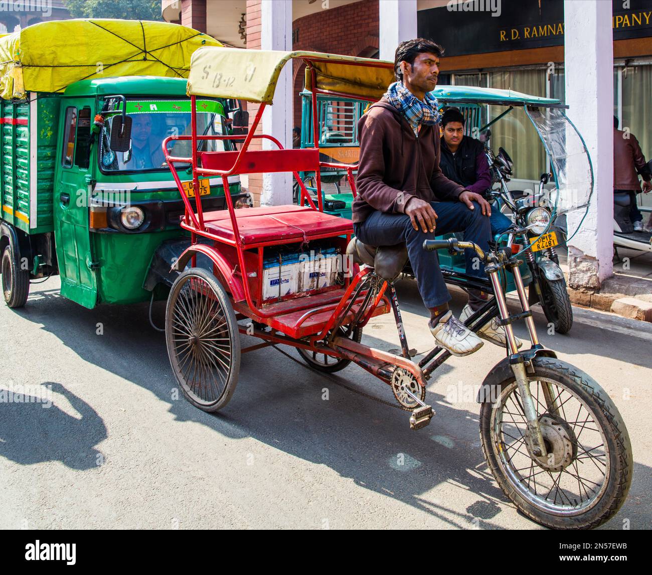 Rikscha, Verkehrschaos in Old Delhi, Delhi, Indien Stockfoto