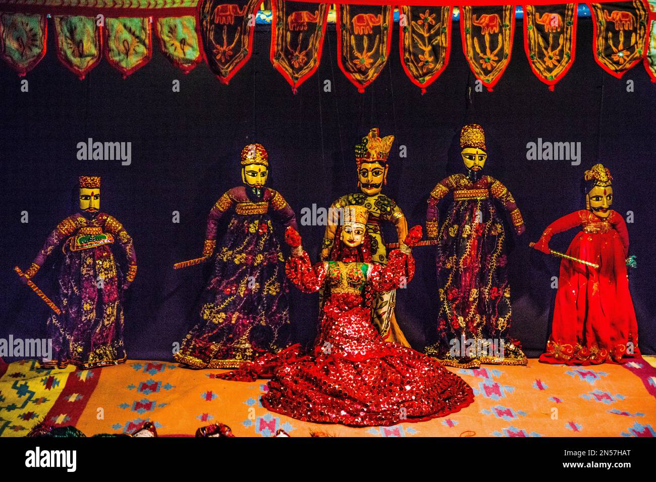Puppentheater in Rasasthan, Rajasthan, Indien Stockfoto