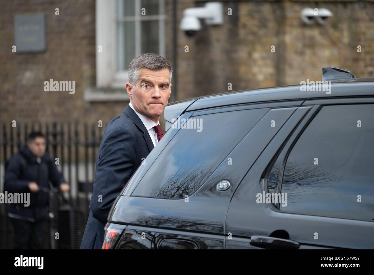 Mark Harper MP (Con: Forest of Dean) Secretary of State Transport – leaving the Cabinet Office in Whitehall, Januar 2023 Stockfoto