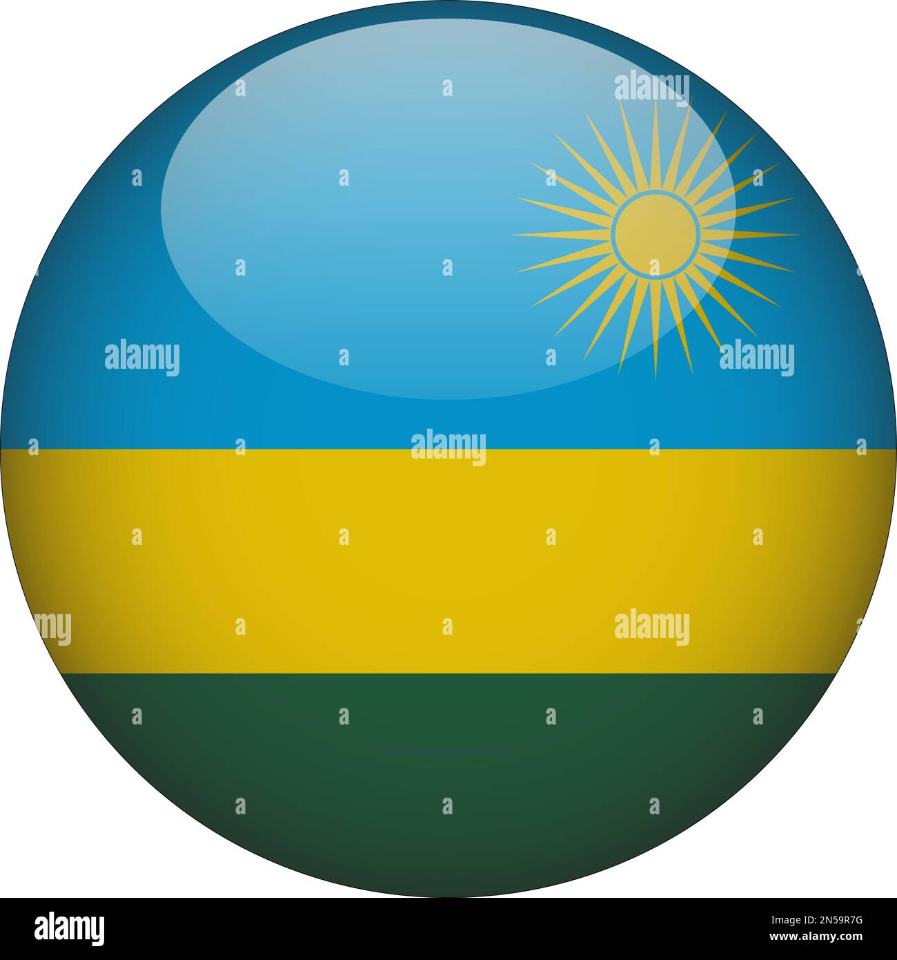 Ruanda 3D - Symbolvektor der abgerundeten Flagge Stock Vektor