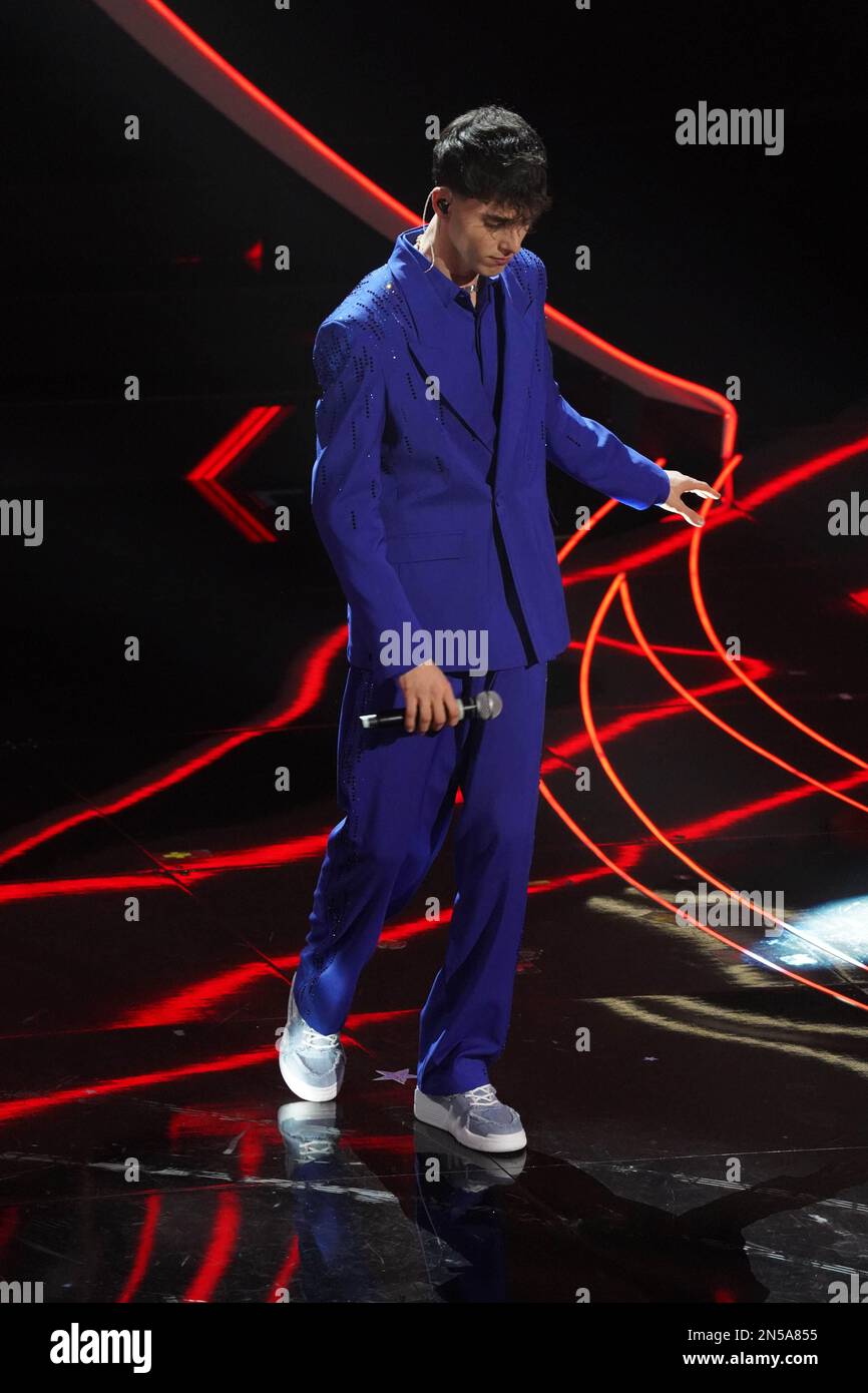 Italienischer Sänger und Rapper LDA (Luca D'Alessio) beim Sanremo Music ...