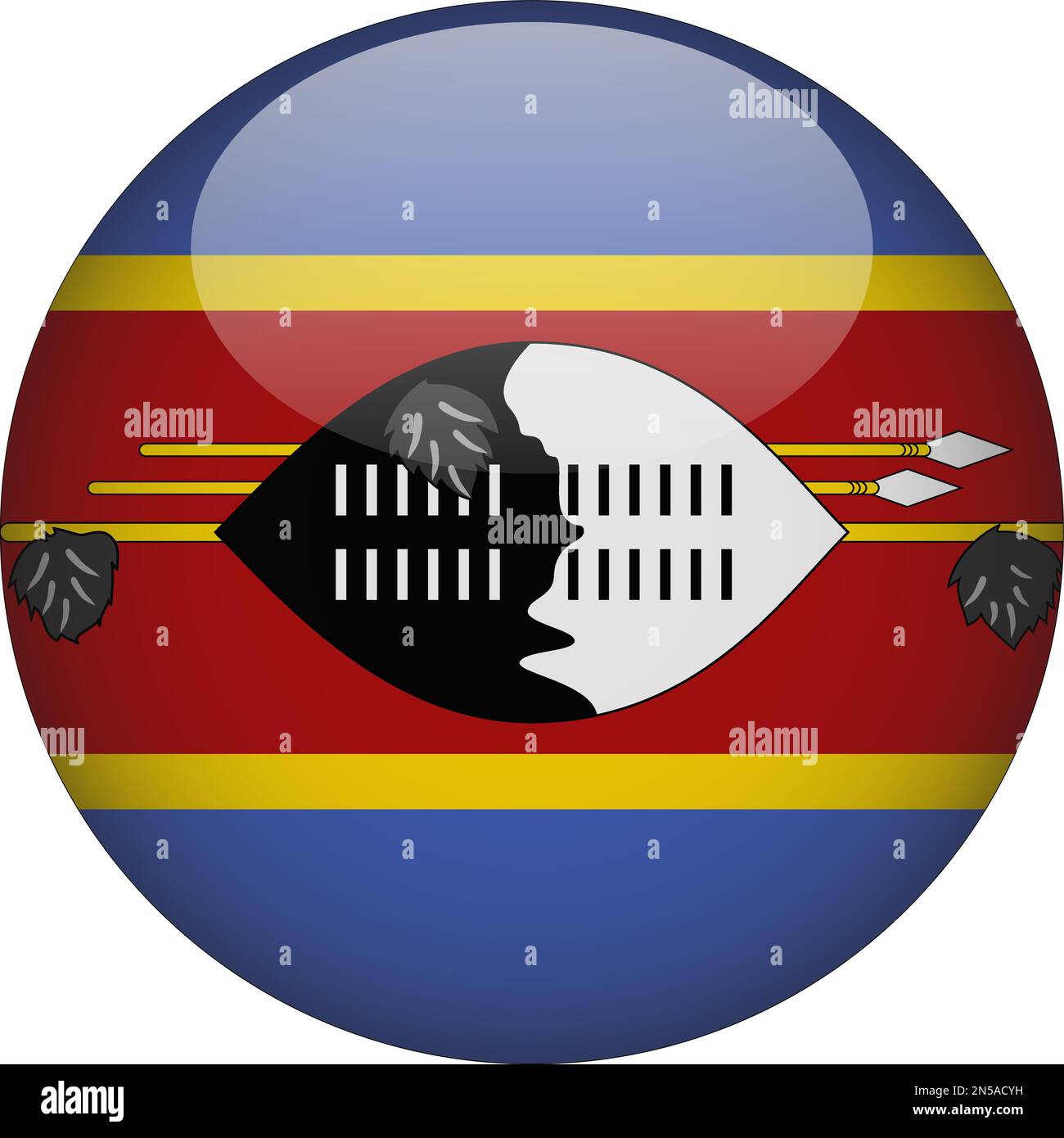 Eswatini 3D Symbolvektor für abgerundete Flagge Stock Vektor