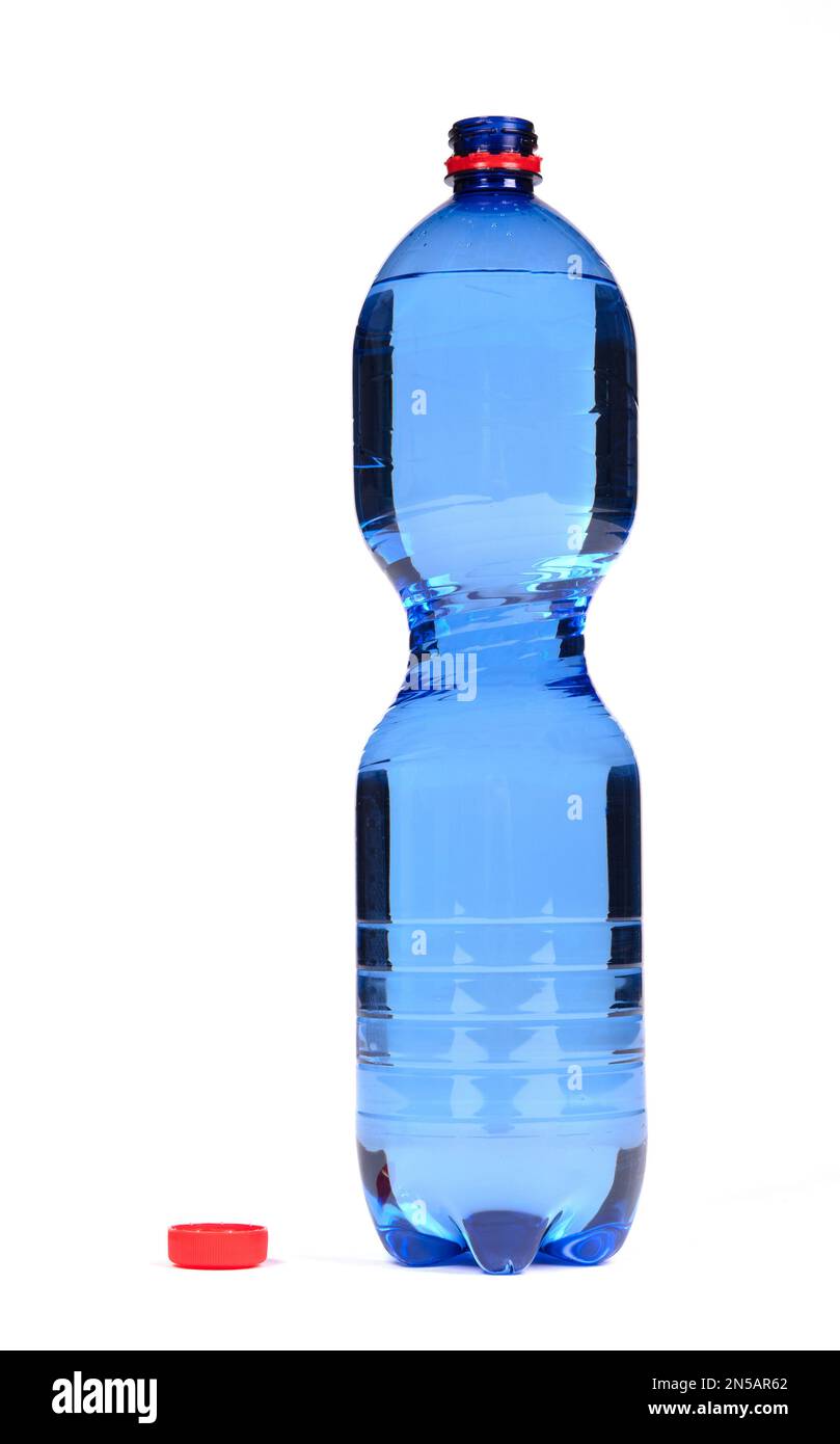 Große Plastikflasche mit Wasser, isoliert auf Weiß Stockfoto