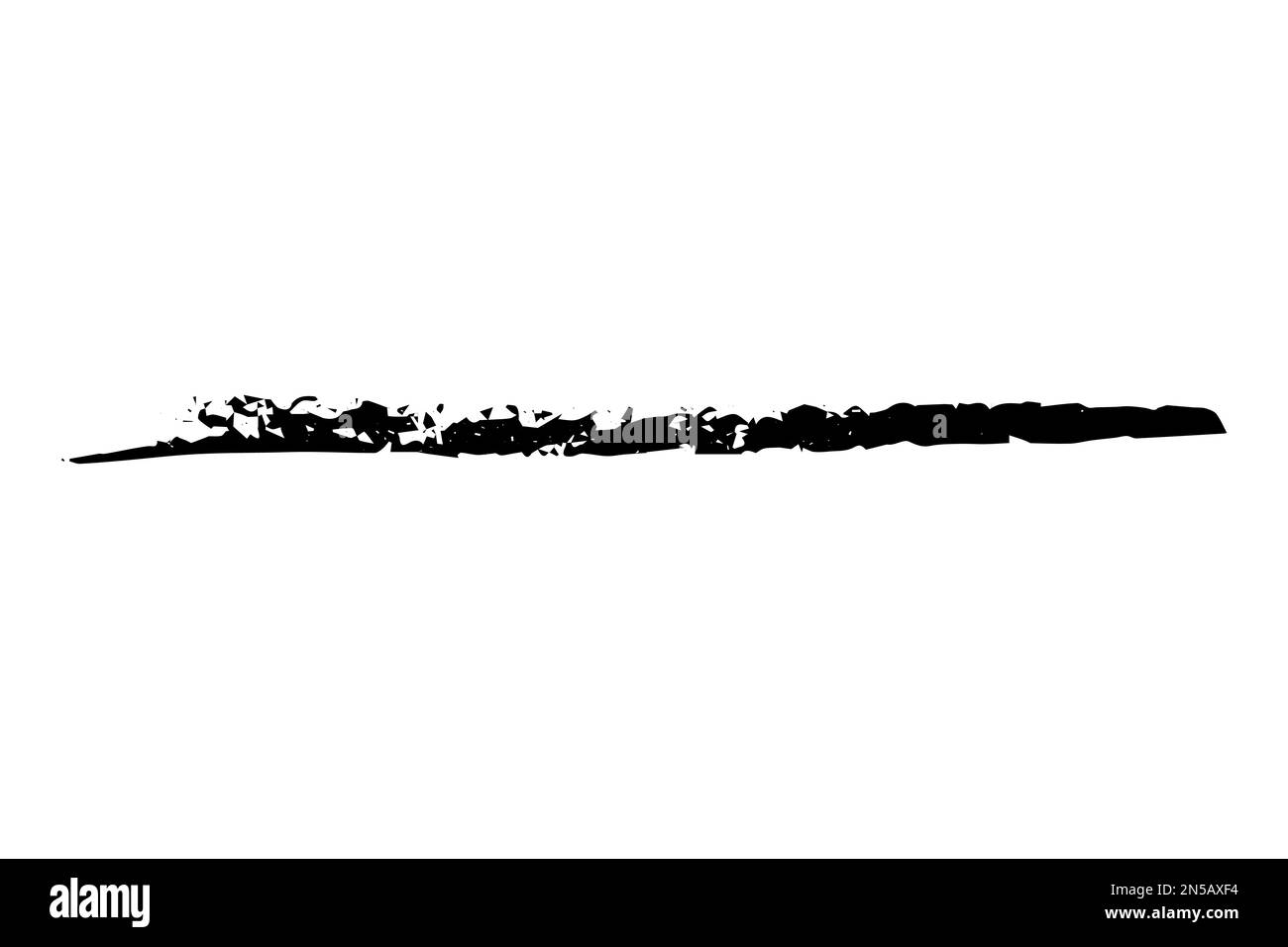 Schwarzer Fleck des Pinsels, isoliert auf weißem Hintergrund. Handgezeichneter Farbfleck, Tinte. Grunge Farbspritzer. Trockene Bürstentechnik. Bereichsbanner kopieren. Vec Stock Vektor