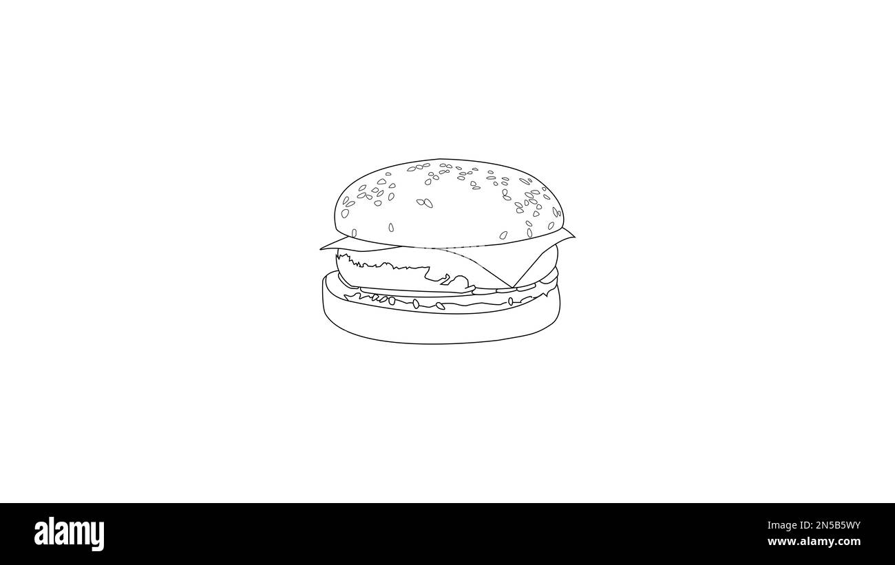 Illustration eines Cheeseburgers mit sesamo-Samen Stockfoto