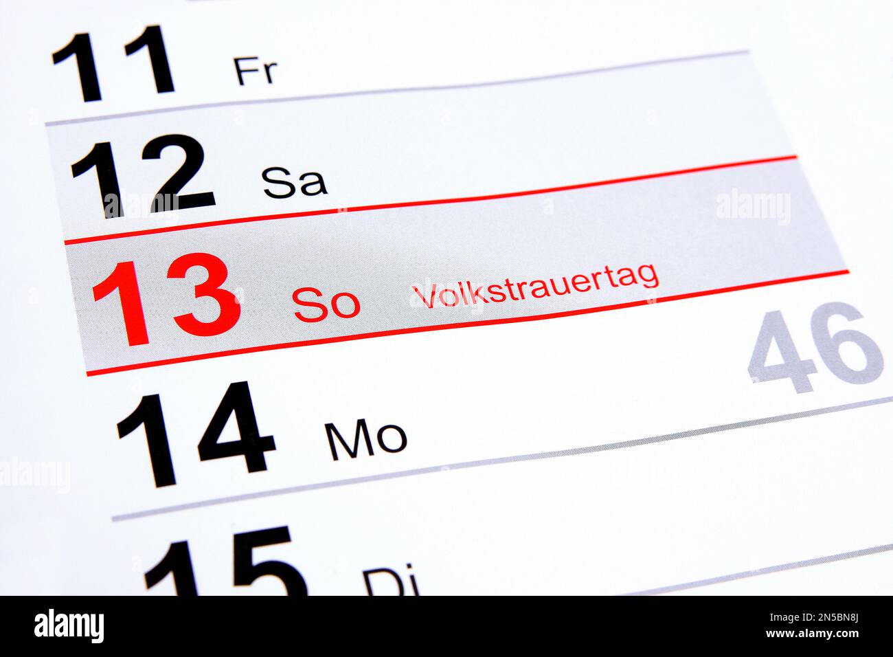 Jahreskalender 2022 auf Deutsch, sonntag zum Gedenken an die Toten Stockfoto