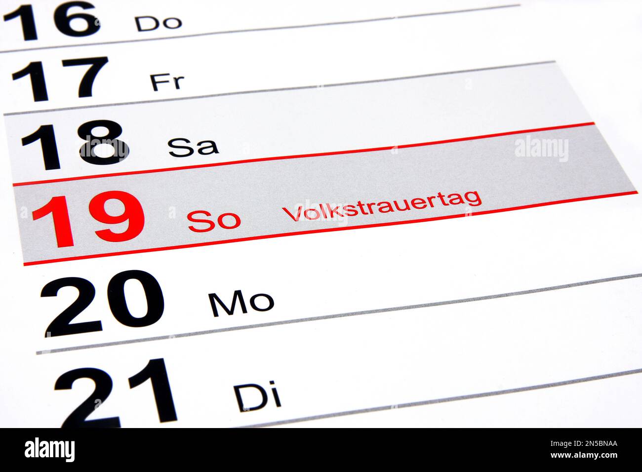 Jahreskalender 2023 auf Deutsch, Nationalfeiertag der Trauer, November