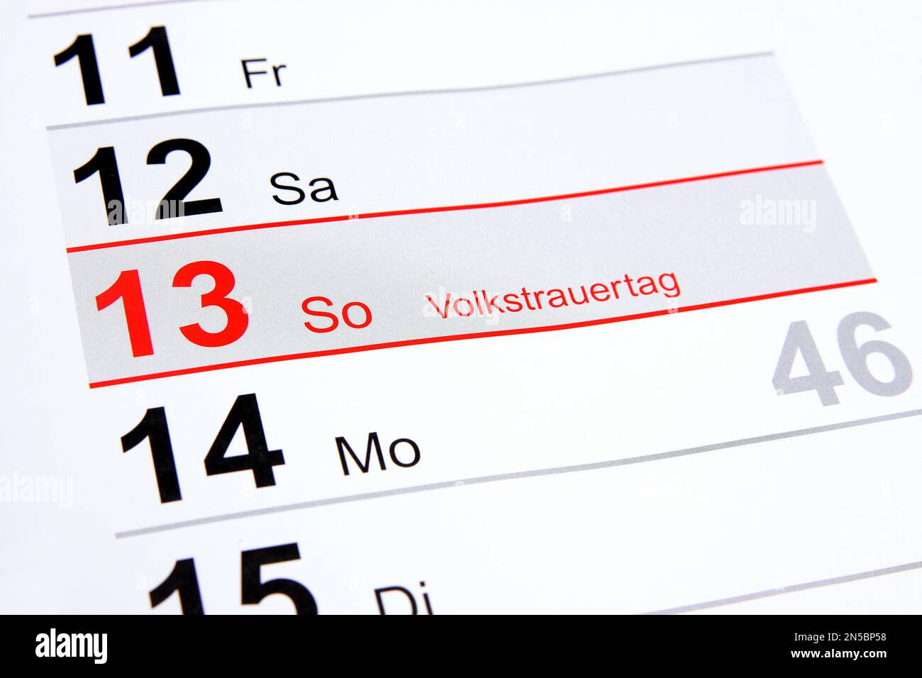 Jahreskalender 2022 auf Deutsch, sonntag zum Gedenken an die Toten Stockfoto