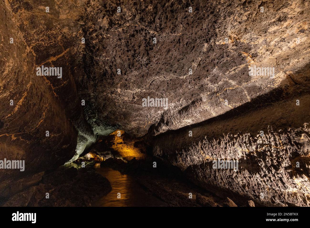 Lavatunnel Cueva de los Verdes, Kanarische Inseln, Lanzarote, Arrieta Stockfoto