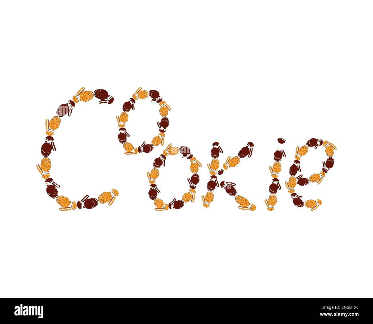 Kekse, Briefkekse, Schokolade und Creme. Aufschrift der Kekse. . Vektordarstellung Stock Vektor