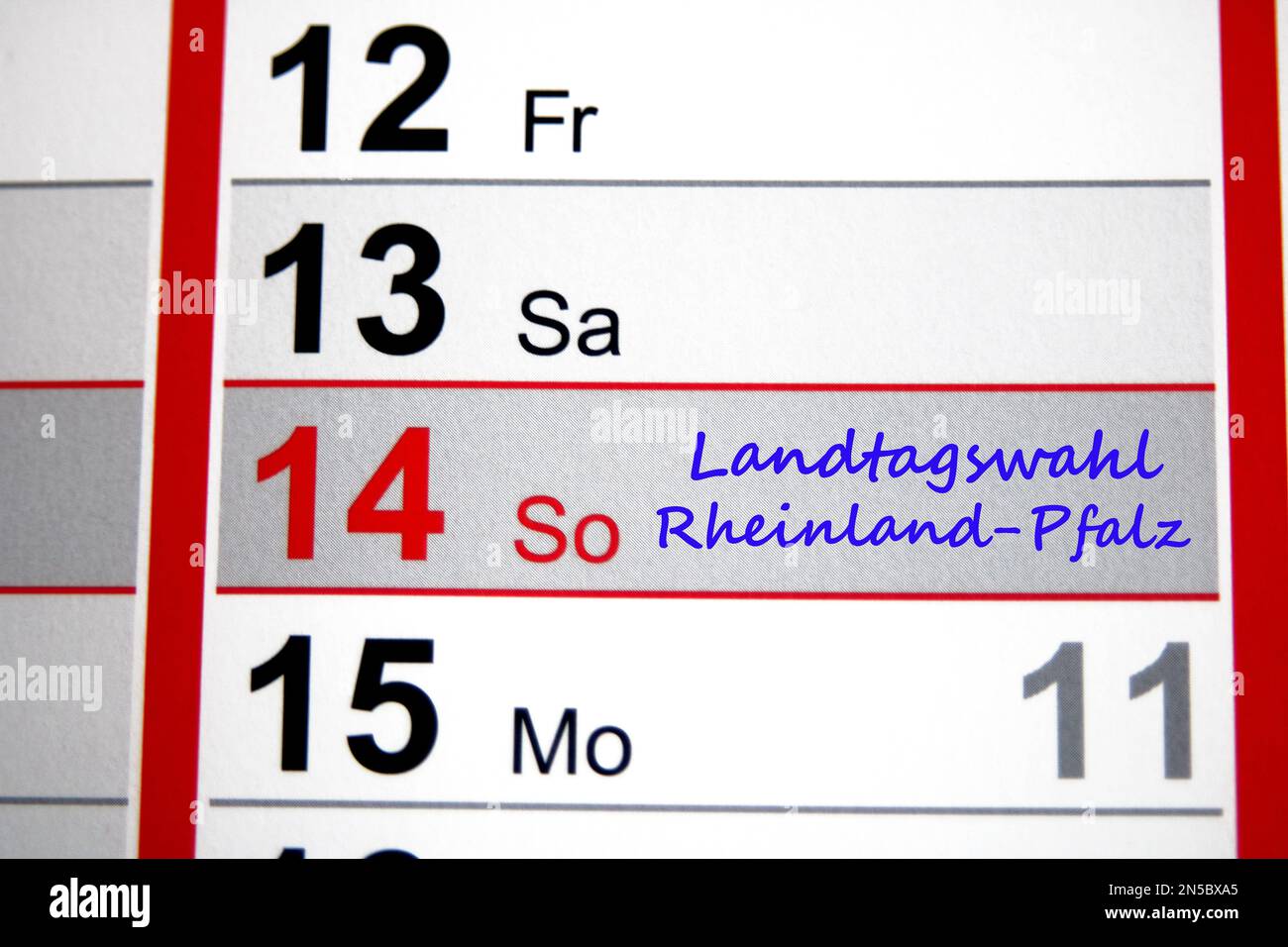 Kalendereintrag, Landeswahlen, Rheinland-Pfalz, Deutschland, 2021-03-14 Stockfoto
