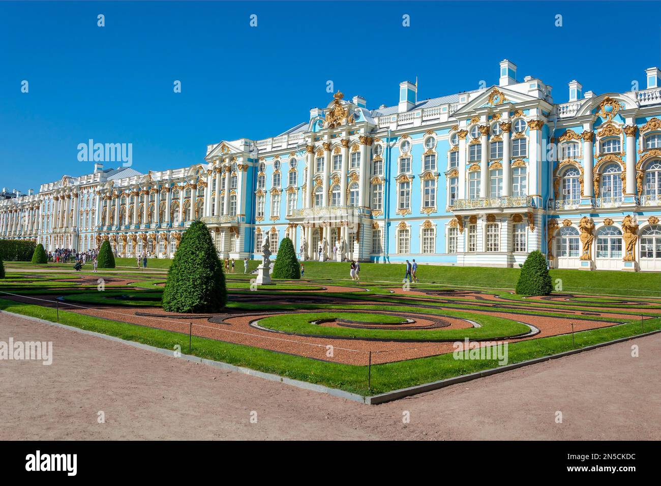 Tsarskoye Selo, Russland-14. August 2022: Kaiserpalast der Großen Katharina, ein Vorort von St. Petersburg, Sankt Petersburg, Russland Stockfoto