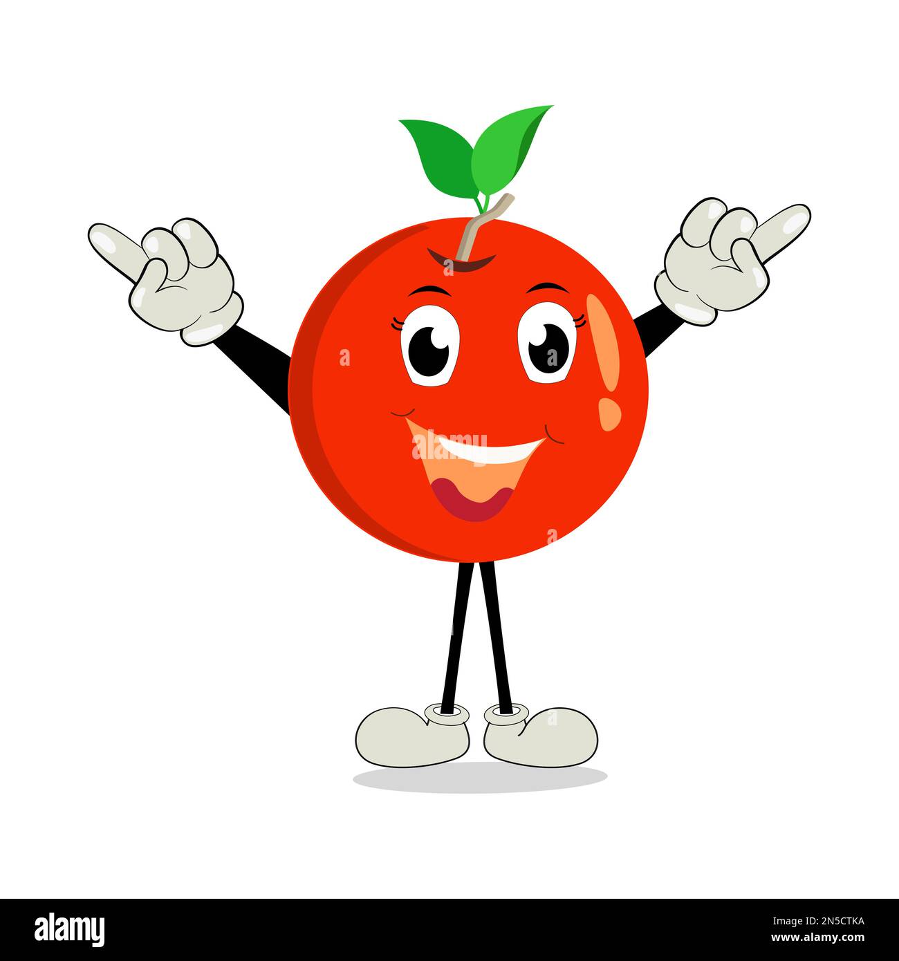 Orange. Süßer Fruchtvektorzeichensatz, isoliert auf Weiß. Fröhliche orangefarbene Figur im Cartoon-Stil. Fröhliche Cartoon Orange Figur Stock Vektor