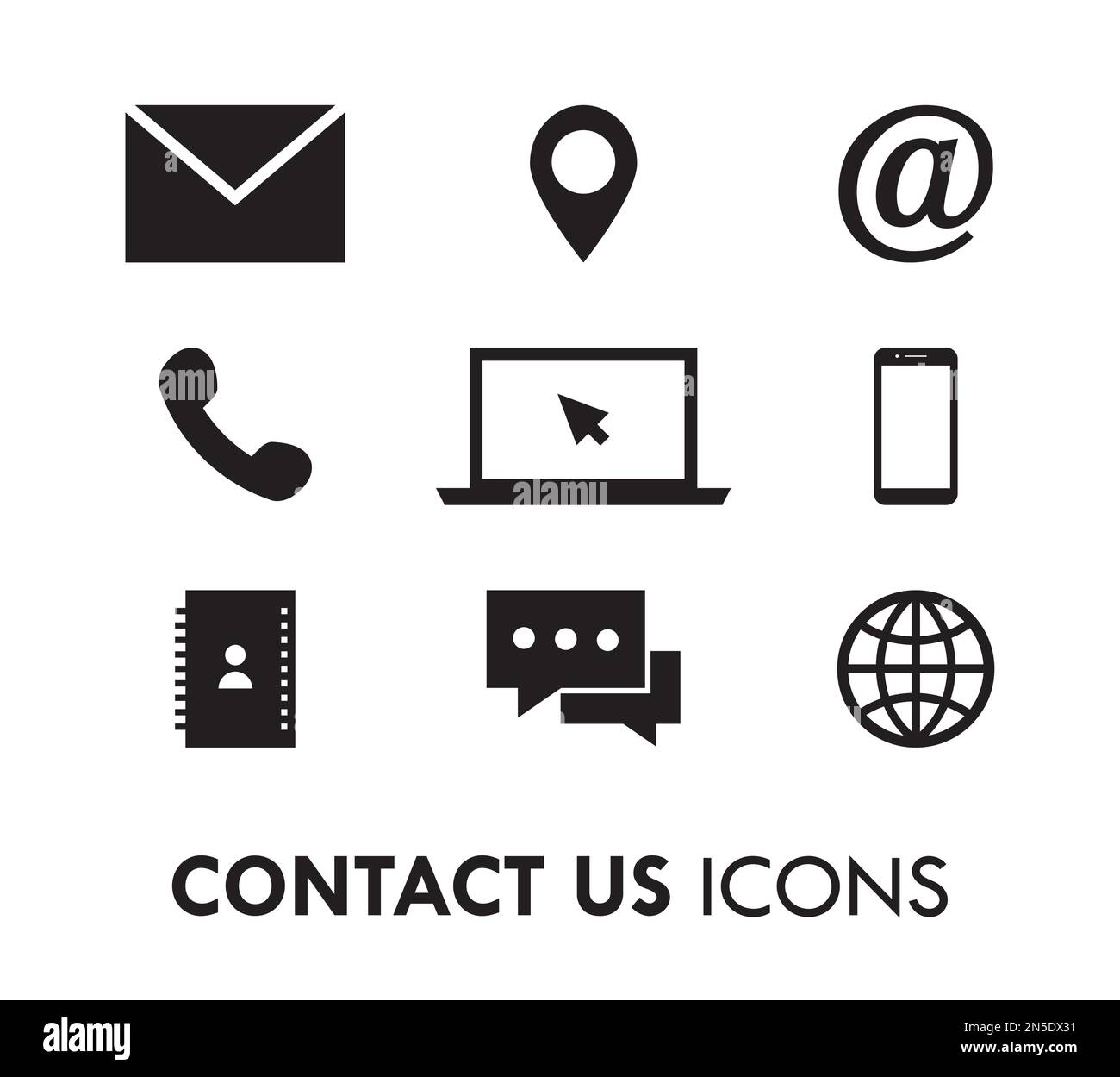 Flache Webvektorsymbolgruppe Für Geschäftskontakt Stock Vektor